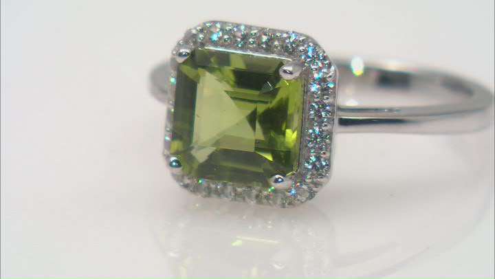 Green Peridot Rhodium Over Sterling Silver Ring 2.33ctw Video Thumbnail