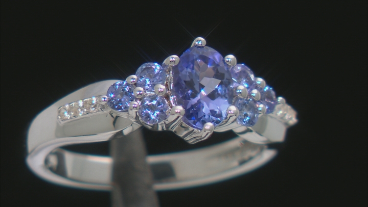 Blue Tanzanite Rhodium Over Sterling Silver Ring 1.25ctw Video Thumbnail