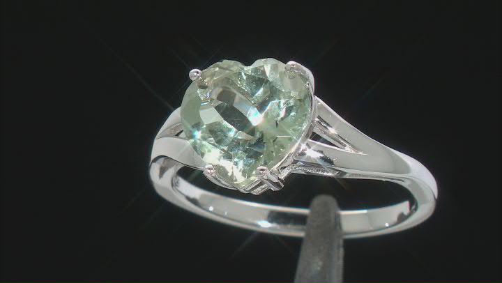 Prasiolite Rhodium Over Sterling Silver Solitaire Ring 3.03ct Video Thumbnail