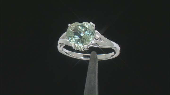 Prasiolite Rhodium Over Sterling Silver Solitaire Ring 3.03ct Video Thumbnail