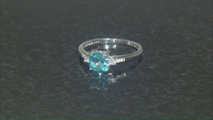 Swiss Blue Topaz Rhodium Over Sterling Silver Ring 1.03ctw Video Thumbnail