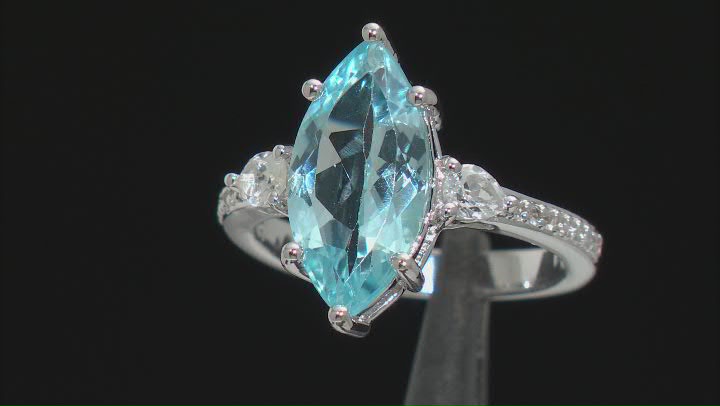 Sky Blue Topaz Rhodium Over Silver Ring 4.89ctw Video Thumbnail