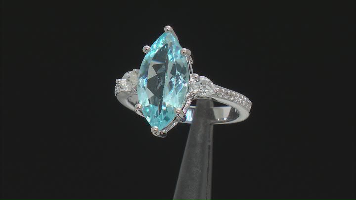 Sky Blue Topaz Rhodium Over Silver Ring 4.89ctw Video Thumbnail
