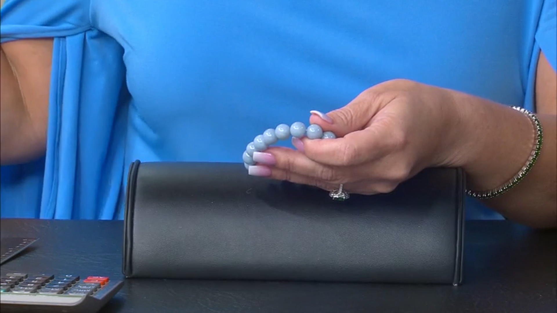 Blue Angelite Stretch Bracelet Set Of 4 Video Thumbnail