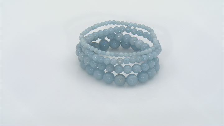 Blue Angelite Stretch Bracelet Set Of 4 Video Thumbnail