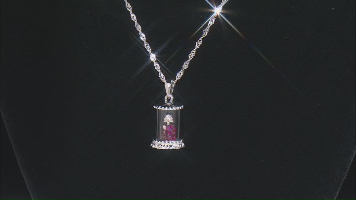 Red Lab Created Ruby Rhodium Over Silver Prayer Box Pendant With Chain Video Thumbnail