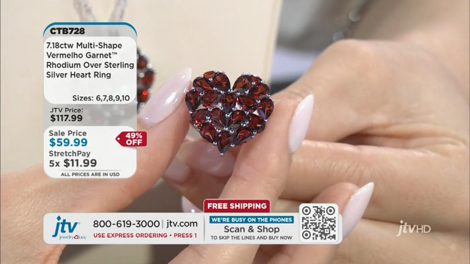 Red Garnet Rhodium Over Sterling Silver Heart Ring 7.18ctw Video Thumbnail