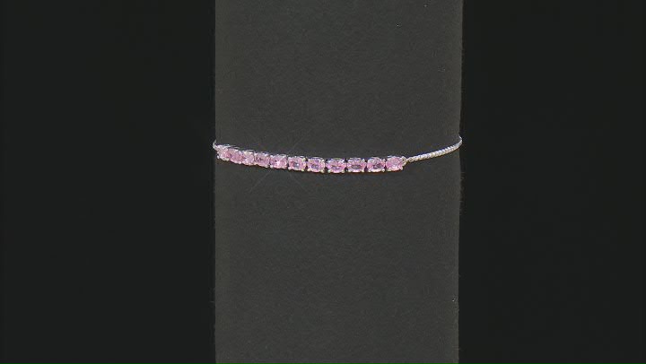 Pink Spinel Rhodium Over Sterling Silver bolo Bracelet 1.65ctw Video Thumbnail