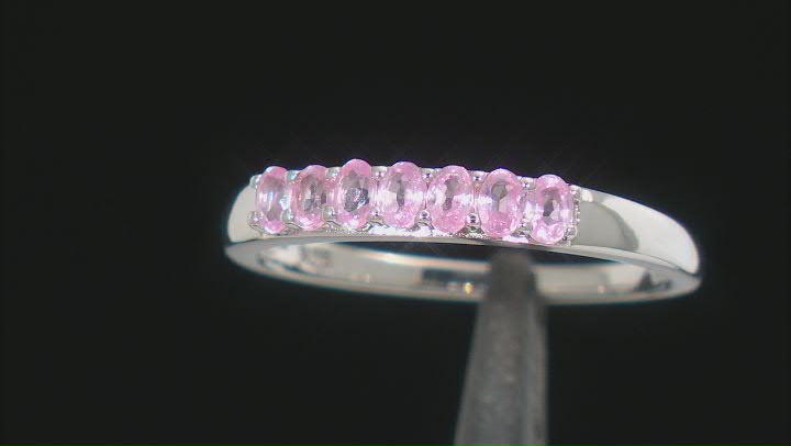 Pink Spinel Rhodium Over Sterling Silver Band Ring 0.48ctw Video Thumbnail