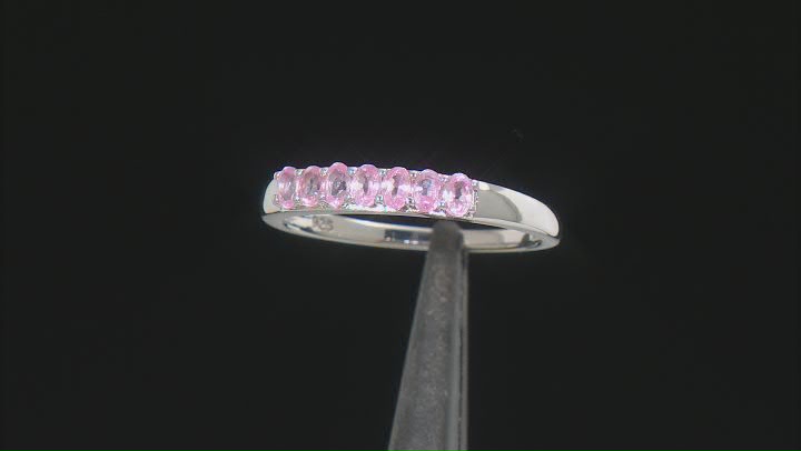 Pink Spinel Rhodium Over Sterling Silver Band Ring 0.48ctw Video Thumbnail