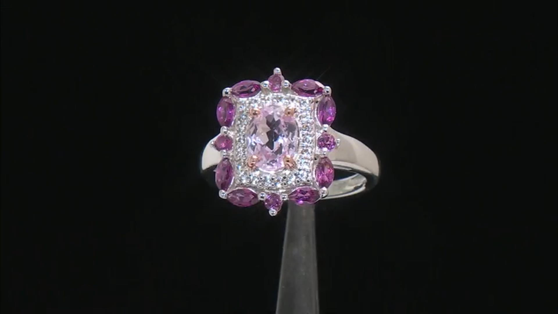 Pink Kunzite Rhodium Over Silver Ring 2.53ctw Video Thumbnail