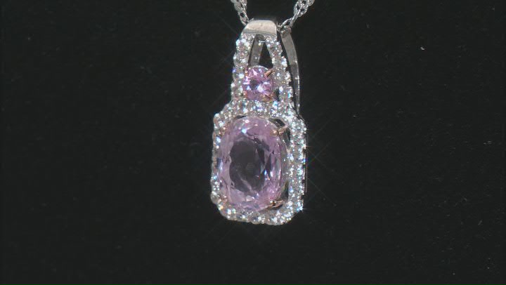 Pink Kunzite Rhodium Over Silver Pendant With Chain 1.84ctw Video Thumbnail