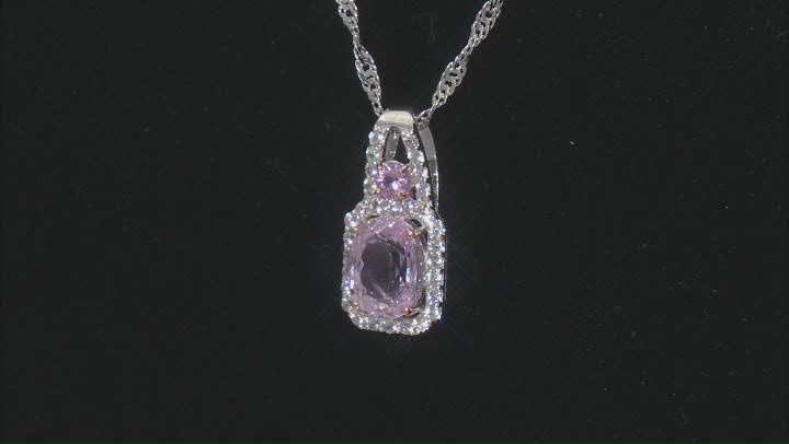Pink Kunzite Rhodium Over Silver Pendant With Chain 1.84ctw Video Thumbnail