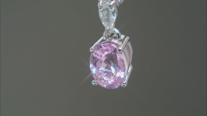 Pink Kunzite Rhodium Over Sterling Silver Pendant With Chain 1.57ctw Video Thumbnail