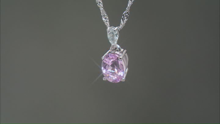 Pink Kunzite Rhodium Over Sterling Silver Pendant With Chain 1.57ctw Video Thumbnail
