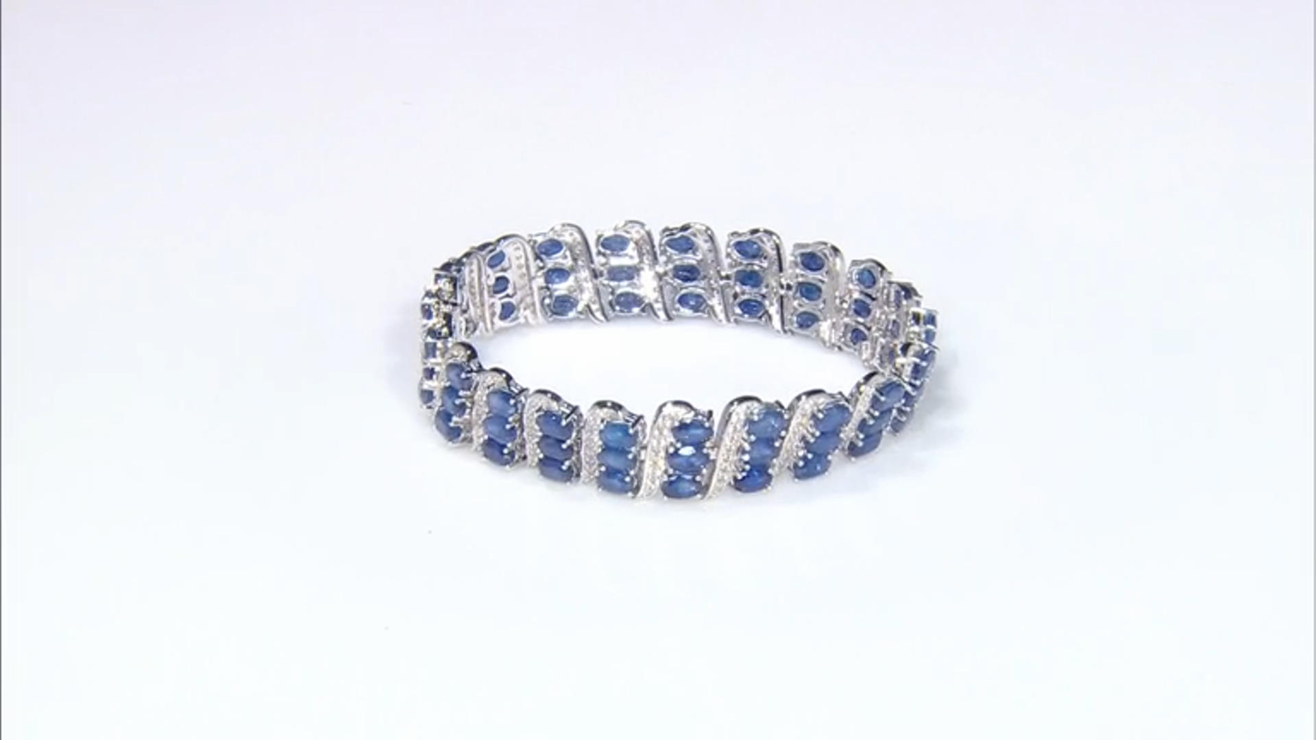 Blue Mahaleo(R) Sapphire Rhodium Over Sterling Silver Bracelet 33.92ctw Video Thumbnail