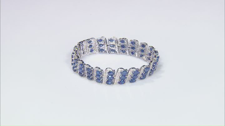 Blue Mahaleo(R) Sapphire Rhodium Over Sterling Silver Bracelet 33.92ctw Video Thumbnail