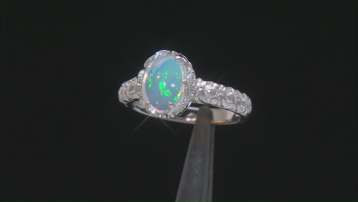 Multicolor Opal Rhodium Over Sterling Silver Ring 0.95ct Video Thumbnail