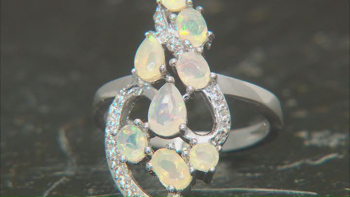 Multicolor Ethiopian Opal Rhodium Over Sterling Silver Ring 1.27ctw Video Thumbnail