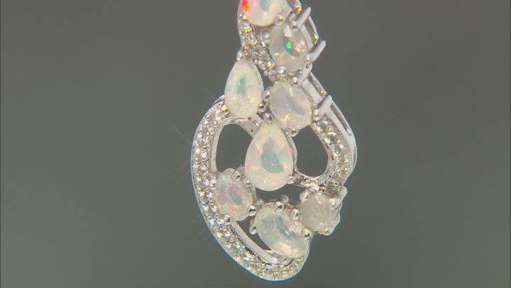 Multicolor Ethiopian Opal Rhodium Over Sterling Silver Pendant With Chain 1.27ctw Video Thumbnail