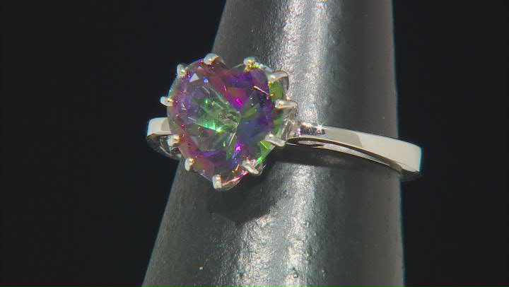 Mystic Fire® Green Topaz Rhodium Over Sterling Silver Ring 3.50ct Video Thumbnail