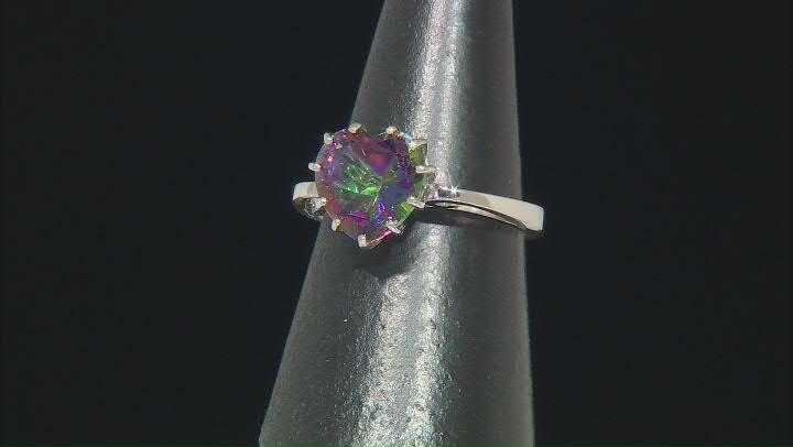 Mystic Fire® Green Topaz Rhodium Over Sterling Silver Ring 3.50ct Video Thumbnail