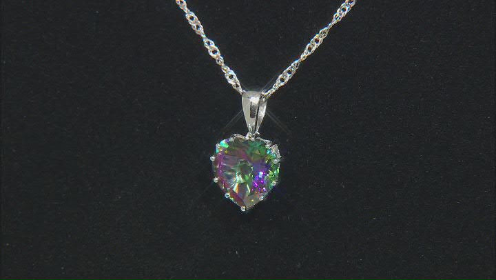 Green Mystic® Topaz Rhodium Over Sterling Silver Pendant With Chain 3.50ct Video Thumbnail