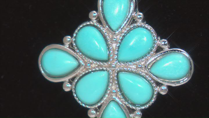 Blue Sleeping Beauty Turquoise Rhodium Over Sterling Silver Pendant With Chain Video Thumbnail