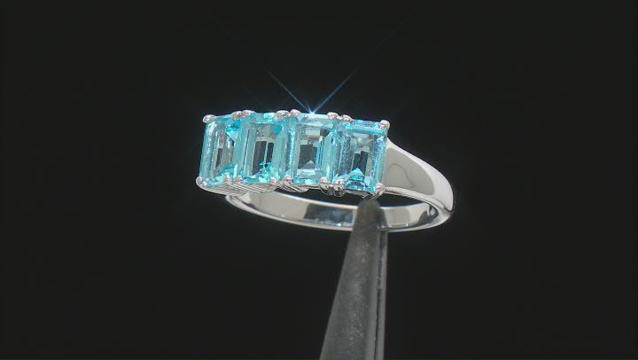 Swiss Blue Topaz Rhodium Over Sterling Silver Band Ring 2.31ctw Video Thumbnail