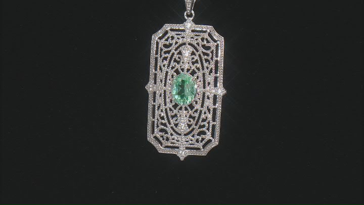 Green Lab Created Spinel & Zircon Rhodium Over Silver Pendant With 18" Chain 1.72ctw Video Thumbnail