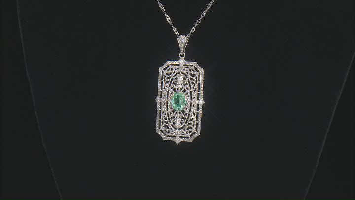 Green Lab Created Spinel & Zircon Rhodium Over Silver Pendant With 18" Chain 1.72ctw Video Thumbnail