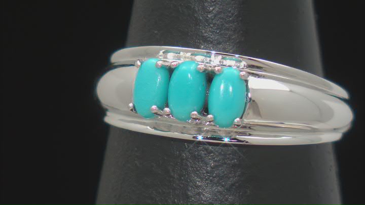 Blue Turquoise Platinum Over Sterling Silver Ring Video Thumbnail