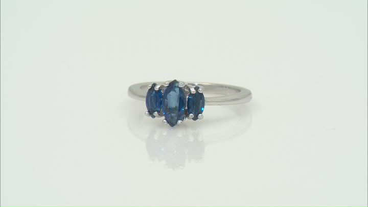 Blue Kyanite Rhodium Over Sterling Silver Ring 1.20ctw Video Thumbnail