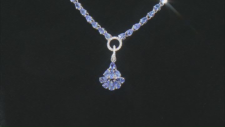 Blue Tanzanite Rhodium Over Sterling Silver Enhancer With Chain 3.70ctw Video Thumbnail