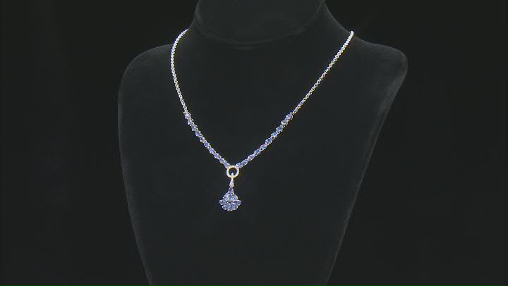 Blue Tanzanite Rhodium Over Sterling Silver Enhancer With Chain 3.70ctw Video Thumbnail