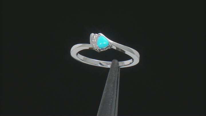 Blue Sleeping Beauty Turquoise Rhodium Over Silver Ring 0.04ctw Video Thumbnail
