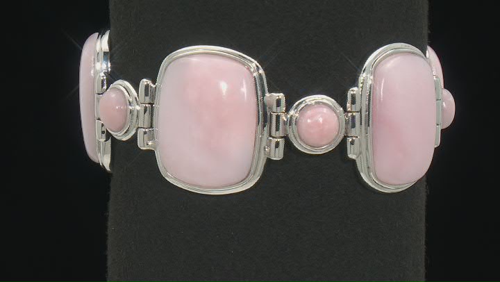 Pink Opal Sterling Silver Toggle Bracelet Video Thumbnail