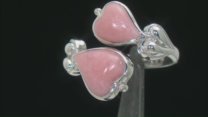 Pink Opal Sterling Silver Heart Bypass Ring Video Thumbnail