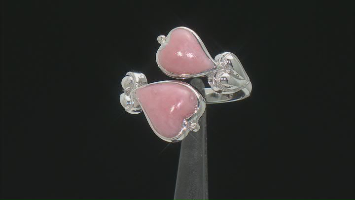 Pink Opal Sterling Silver Heart Bypass Ring Video Thumbnail