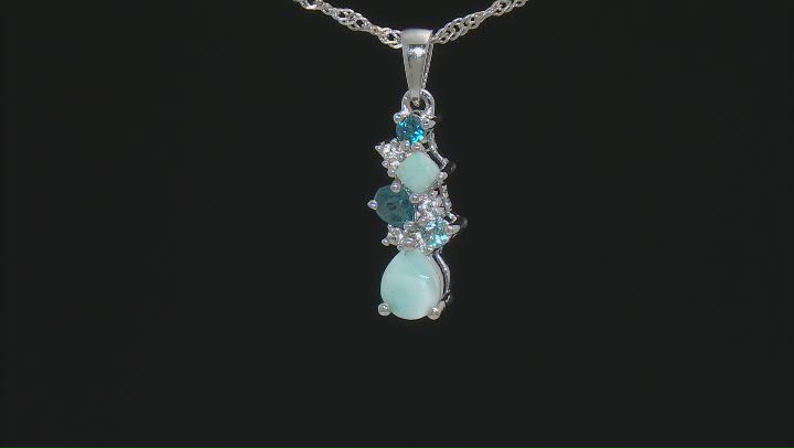 Blue Larimar Rhodium Over Sterling Silver Pendant With Chain 0.31ctw Video Thumbnail