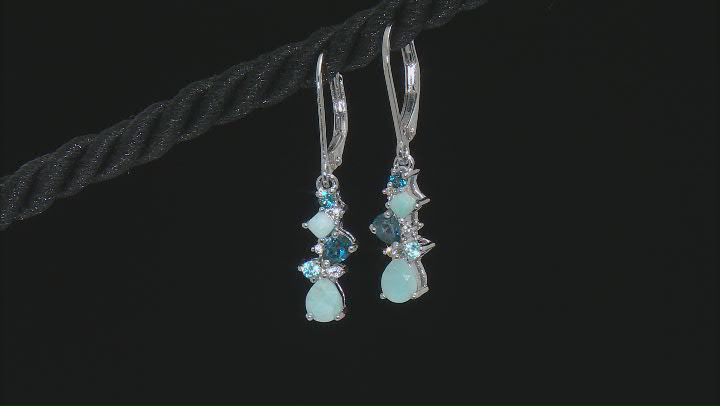 Blue Larimar Rhodium Over Sterling Silver Earrings  0.53ctw Video Thumbnail