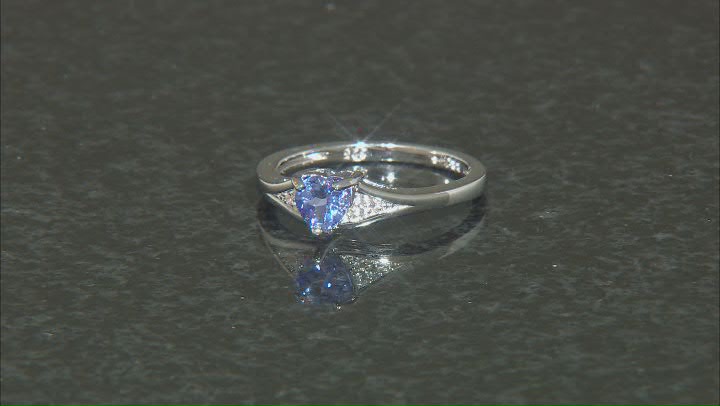 Blue Tanzanite Rhodium Over Sterling Silver Heart Ring 0.33ctw Video Thumbnail