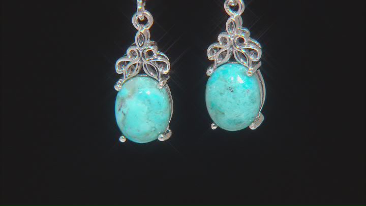 Blue Composite Turquoise Sterling Silver Solitaire Dangle Earrings Video Thumbnail