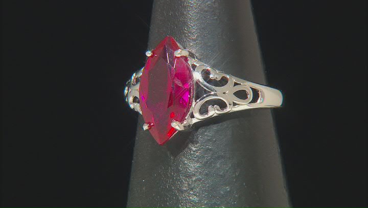 Red Lab Created Ruby Rhodium Over Sterling Silver Solitaire Ring 2.25ct Video Thumbnail