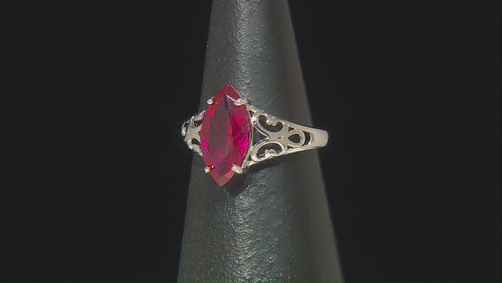Red Lab Created Ruby Rhodium Over Sterling Silver Solitaire Ring 2.25ct Video Thumbnail