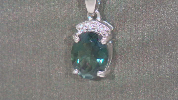 Teal Petalite Rhodium Over Silver Pendant With Chain 0.78ctw Video Thumbnail