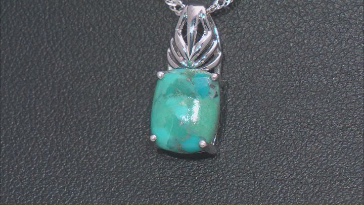 Blue Turquoise Rhodium Over Sterling Silver Pendant with Chain Video Thumbnail