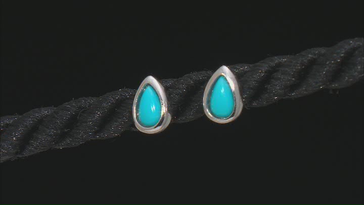 Blue Sleeping Beauty Turquoise Rhodium Over Sterling Silver Stud Earrings Video Thumbnail