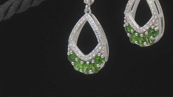 Green Chrome Diopside Rhodium Over Sterling Silver Dangle Earrings 2.55ctw Video Thumbnail