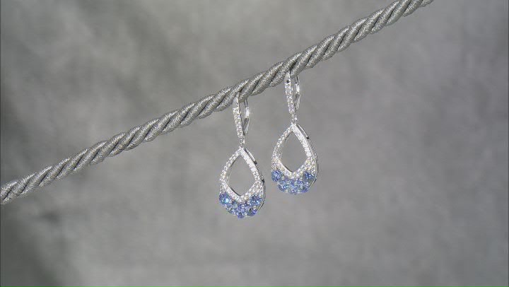Blue Tanzanite Rhodium Over Sterling Silver Dangle Earrings 2.33ctw Video Thumbnail